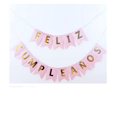 BANER HOLOGRAFICO FELIZ CUMPLEAÑOS COLOR ROSA MAGENTA