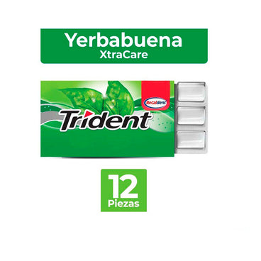 CHICLE TRIDENT XTRA CARE YERBABUENA C/12 PZAS