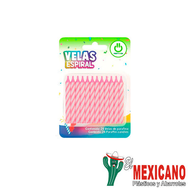 VELITAS ESPIRAL PARA PASTEL COLOR ROSA C/24 PZAS