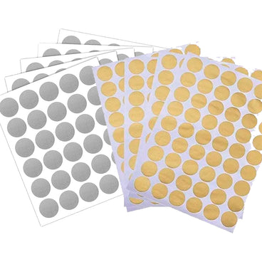 SELLOS CIRCULOS COLOR PLATA Y DORADO 1 PLANILLA C/42 STICKERS