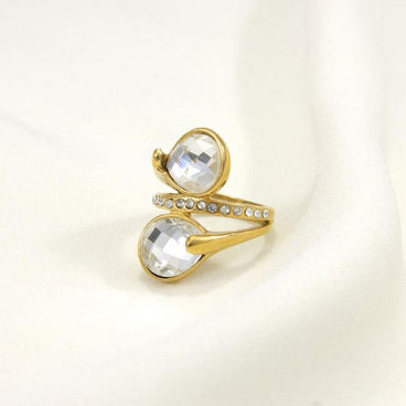 ANILLO DORADO DOBLE PIEDRA ZIRCONIAS TALLA #6