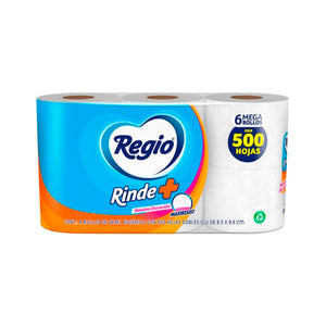 PAPEL HIGIENICO REGIO RINDE + C/6 ROLLOS