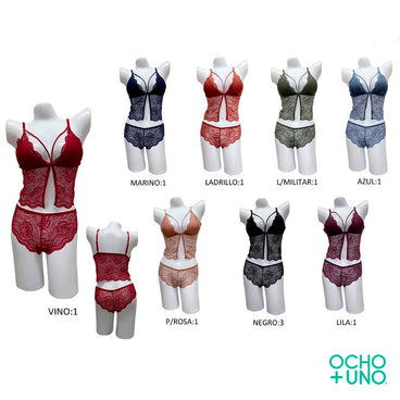 CONJUNTO DE LENCERÍA JERA MOD ENSET/2 VARIOS COLORES