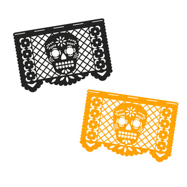 HALLOWEEN GUIRNALDA CALAVERAS NARANJA Y NEGRO 1 MT