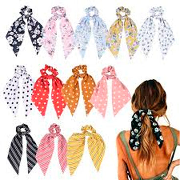 LIGA SCRUNCHIES CON LAZO ESTAMPADO