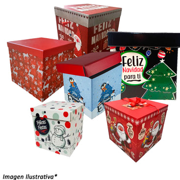 CAJA REGALO CHICA NAVIDEÑA CUBO 20X20