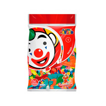 GLOBO PAYASO NUM 9 SURTIDO C/50 PZAS