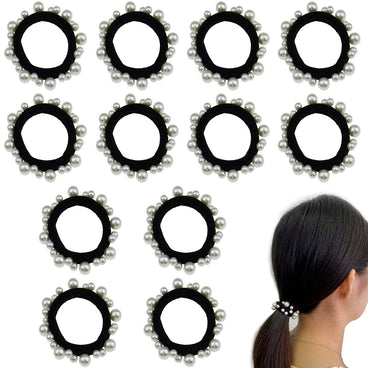LIGAS P/CABELLO DE TELA CON PERLAS 1 PZA