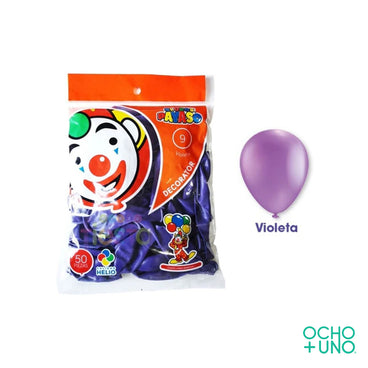 GLOBO PAYASO NUM 9 VIOLETA C/50 PZAS