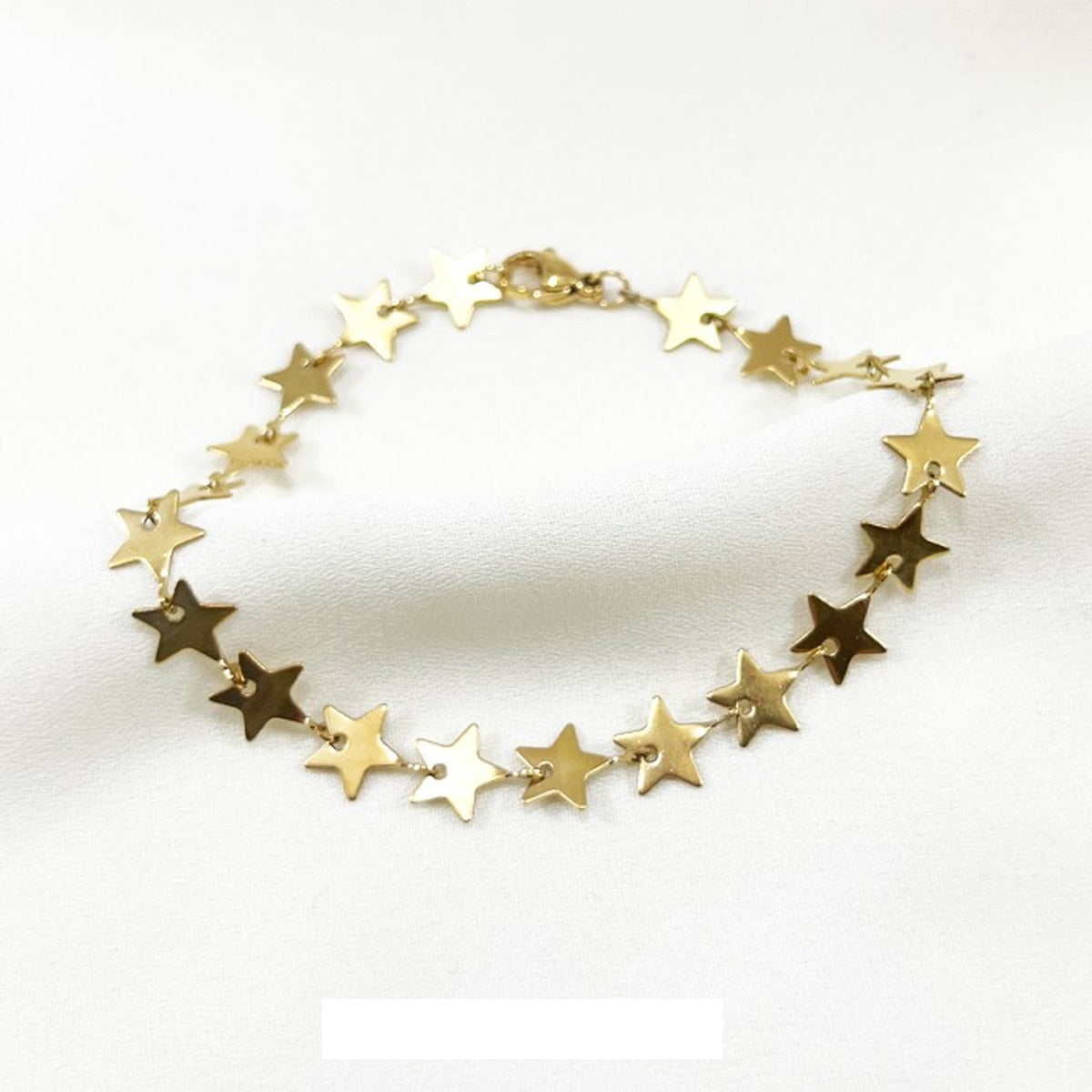 PULSERA DORADA ACERO INOXIDABLE 19CM ESTRELLAS