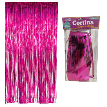 CORTINA DECORATIVA METALICA COLOR ROSA MAGENTA 1 PZA