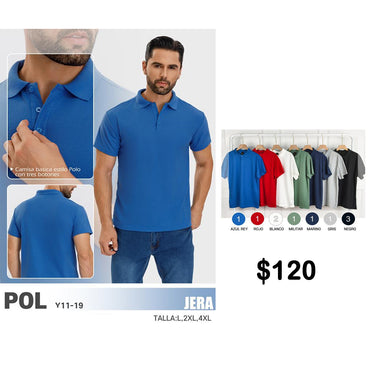 PLAYERA JERA TIPO POLO MOD POL-1 VARIOS COLORES