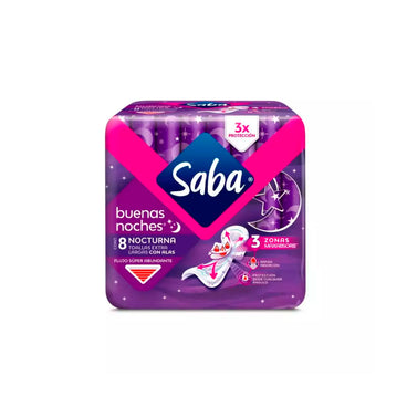 TOALLA FEMENINA SABA BUENAS NOCHES C/8 PZAS