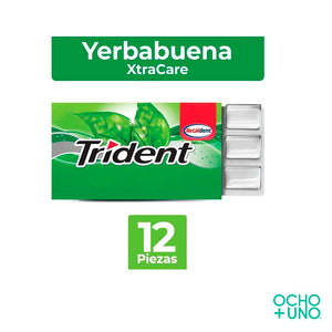 CHICLE TRIDENT XTRA CARE YERBABUENA C/12 PZAS