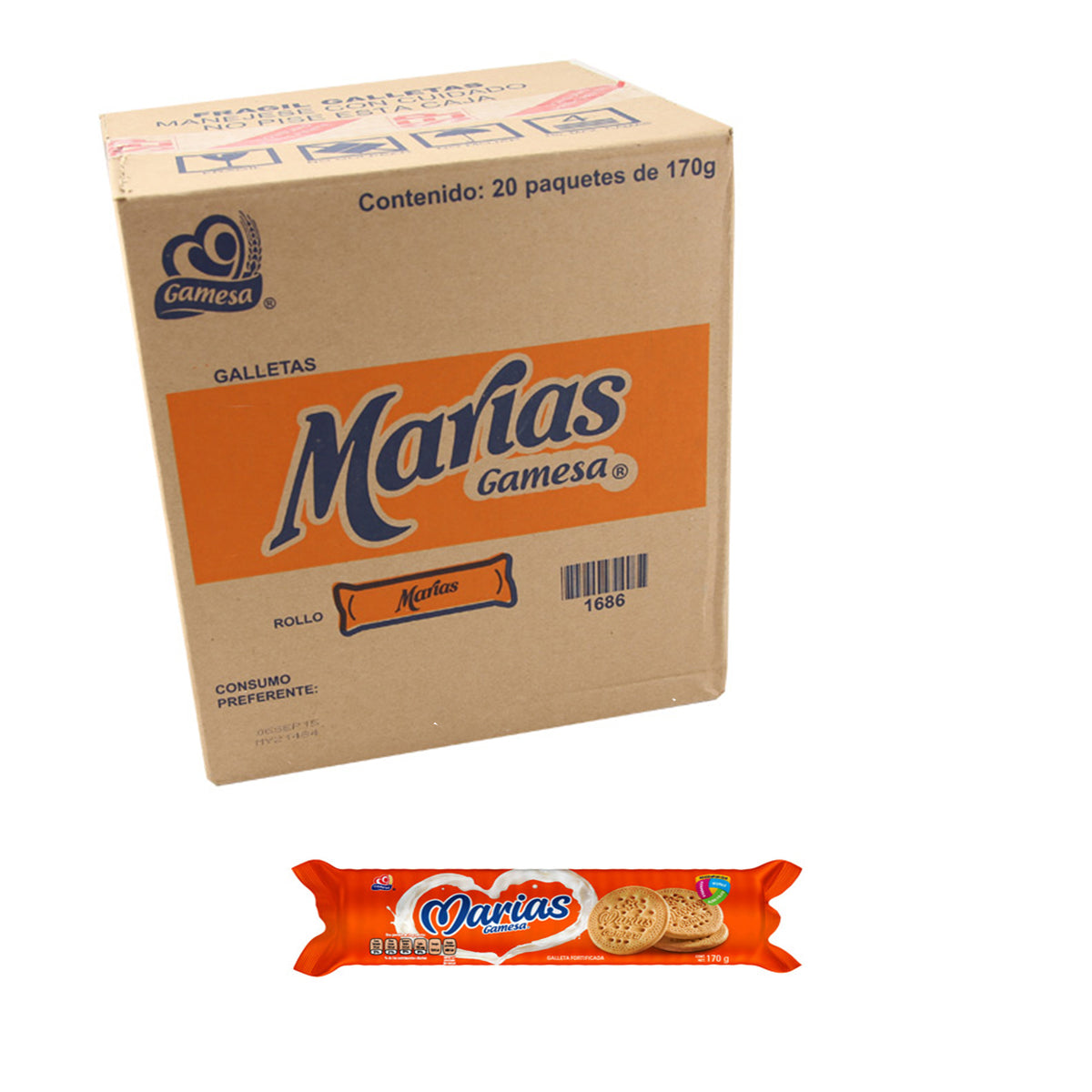 GALLETA MARIAS 170 GR CARTON C/20 PAQUETES