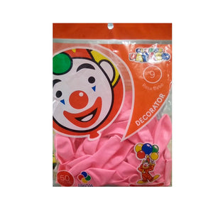 GLOBO PAYASO NUM 9 ROSA BEBE C/50 PZAS