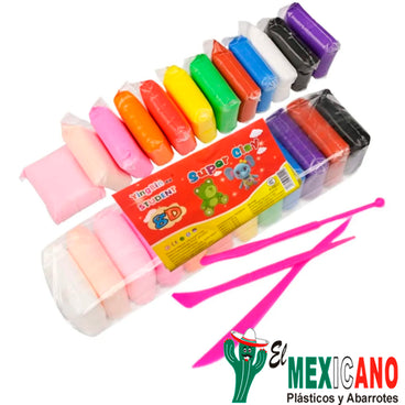 JUGUETE SUPER CLAY PLASTILINA COLORES PAQ C/12 PZAS