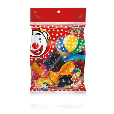 GLOBO NUM 12 ESTRELLAS IMPRESAS BOLSA C/25 PZAS
