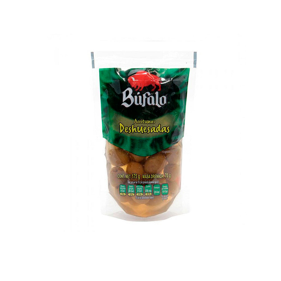 ACEITUNA BUFALO DESHUESADA EN BOLSA 175 GR