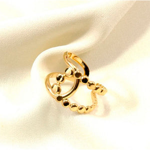 ANILLO DORADO ACERO INOXIDABLE CRUZADO MIXTO BANDA Y CIRCULOS
