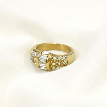 ANILLO DORADO ZIRCONIAS INCRUSTRADAS TALLA #6