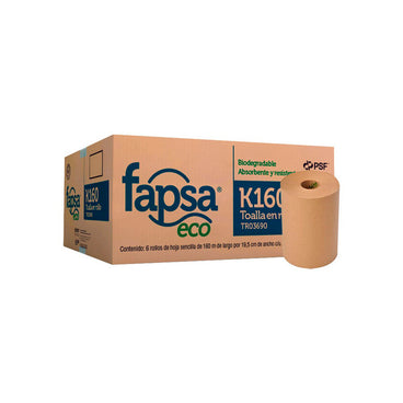 TOALLA PAPEL ROLLO CAFE FAPSA K160 MTS. CARTON C/6 PZAS