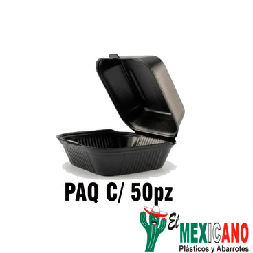 CONTENEDOR NEGRO 6X6 HAMBURGUESERO C/50 PZAS