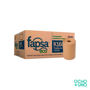 TOALLA PAPEL ROLLO CAFE FAPSA K160 MTS. CARTON C/6 PZAS