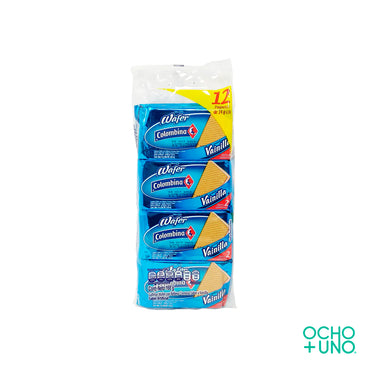 GALLETA WAFER COLOMBINA SABOR VAINILLA C/12 PZAS