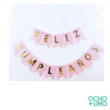 BANER HOLOGRAFICO FELIZ CUMPLEAÑOS COLOR ROSA MAGENTA